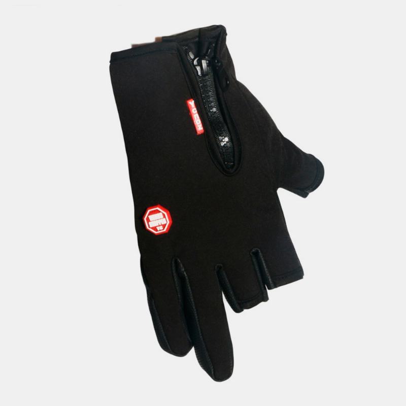 Unisex Half-finger Wodoodporne Outdoor Sport Reding Antypoślizgowe Skórzane Rękawiczki Wędkarskie