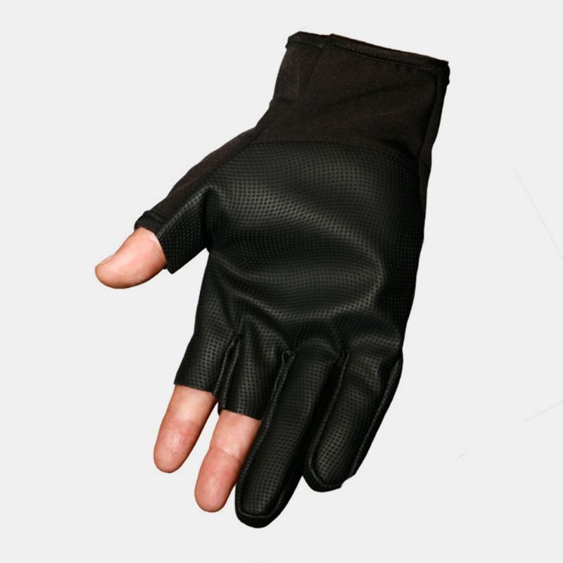 Unisex Half-finger Wodoodporne Outdoor Sport Reding Antypoślizgowe Skórzane Rękawiczki Wędkarskie