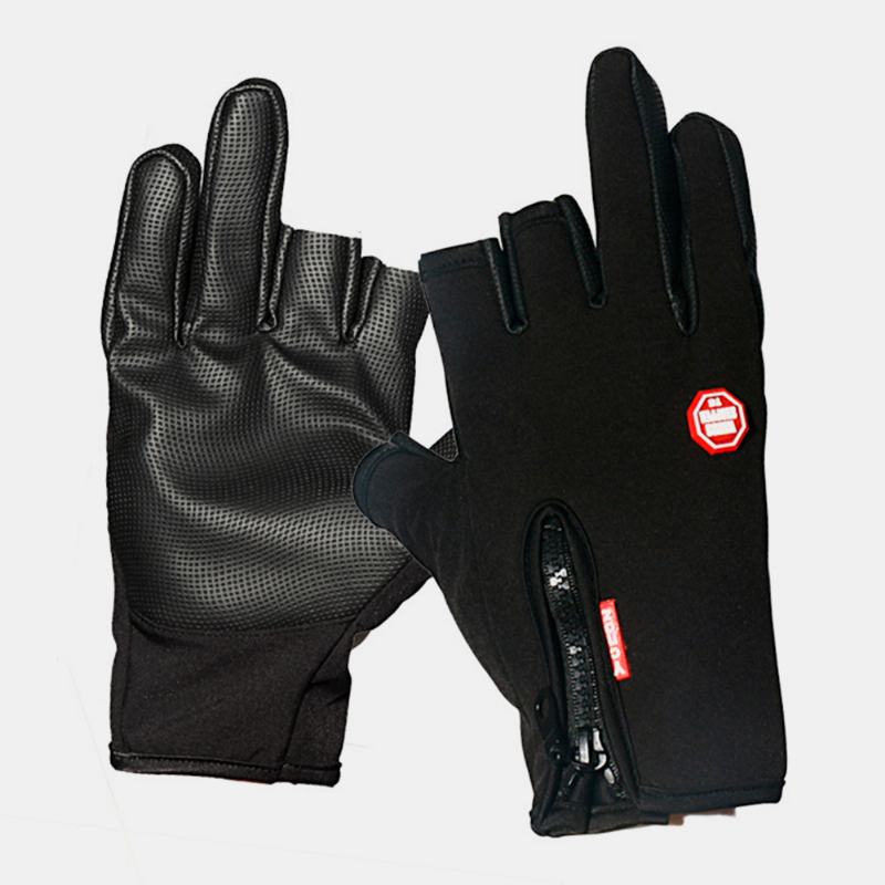 Unisex Half-finger Wodoodporne Outdoor Sport Reding Antypoślizgowe Skórzane Rękawiczki Wędkarskie