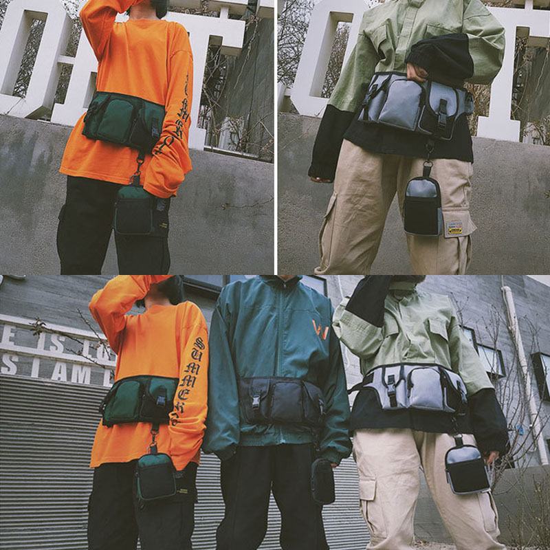 Unisex Hip-hop Style Kamuflaż Street Moda Outdoor Multi-pocket Bullet Bag Torba Biodrowa Torba Na Klatkę Piersiową