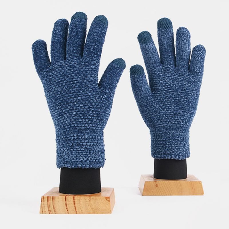 Unisex Kolorowe Dzianinowe Rękawiczki Szenilowe Z Trzema Palcami Zimowe Outdoor Cool Protection Ciepłe Rękawiczki Z Pełnymi Palcami