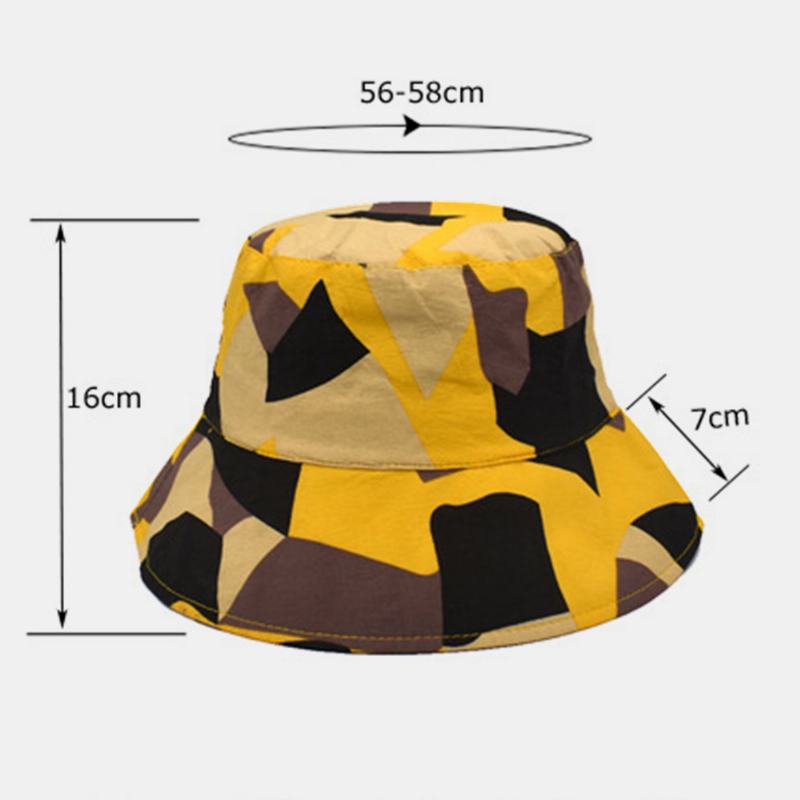 Unisex Kolorowy Kapelusz Wiadro Bawełniany Kolorowy Wzór Geometryczny Krem Przeciwsłoneczny Packable Outdoor Travel Beach Cap