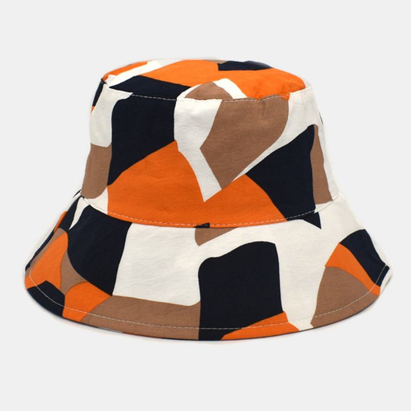 Unisex Kolorowy Kapelusz Wiadro Bawełniany Kolorowy Wzór Geometryczny Krem Przeciwsłoneczny Packable Outdoor Travel Beach Cap