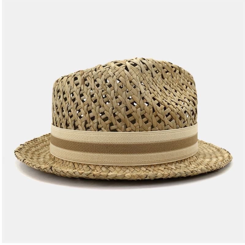 Unisex Krem Do Opalania Travel Beach Sun Hat Brytyjski Styl Elegancki Seaside Jazz Hat Słomkowy Kapelusz