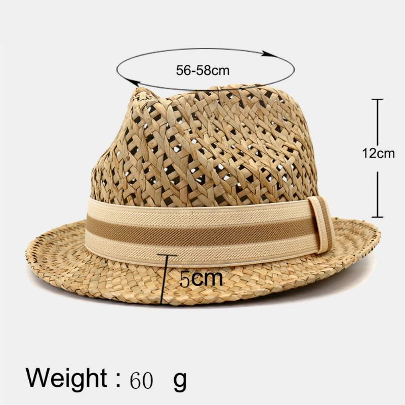 Unisex Krem Do Opalania Travel Beach Sun Hat Brytyjski Styl Elegancki Seaside Jazz Hat Słomkowy Kapelusz