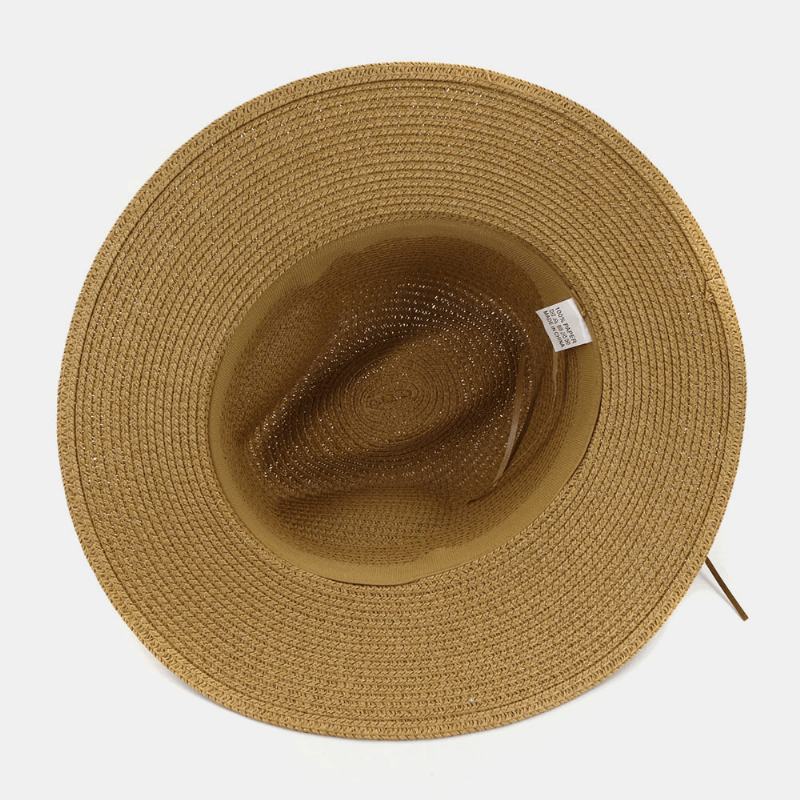 Unisex Krem Przeciwsłoneczny Travel Beach Sun Hat Elegancki Seaside Jazz Hat Słomkowy Kapelusz