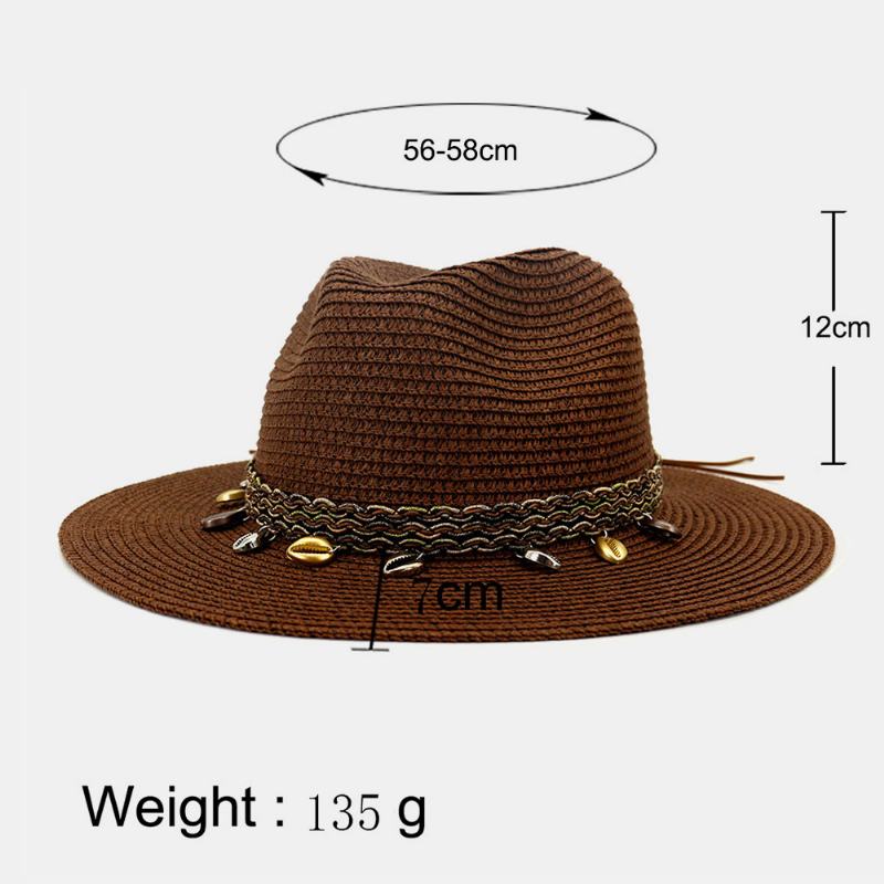 Unisex Krem Przeciwsłoneczny Travel Beach Sun Hat Elegancki Seaside Wide Brim Jazz Hat Słomkowy Kapelusz