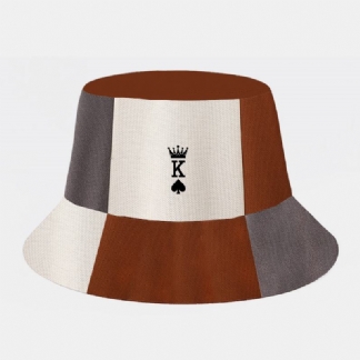 Unisex Kwadratowa Krata Dopasowana Kolorystycznie CZapka Przeciwsłoneczna Casual Wild Contrast Color Poker Pattern Bucket Hat