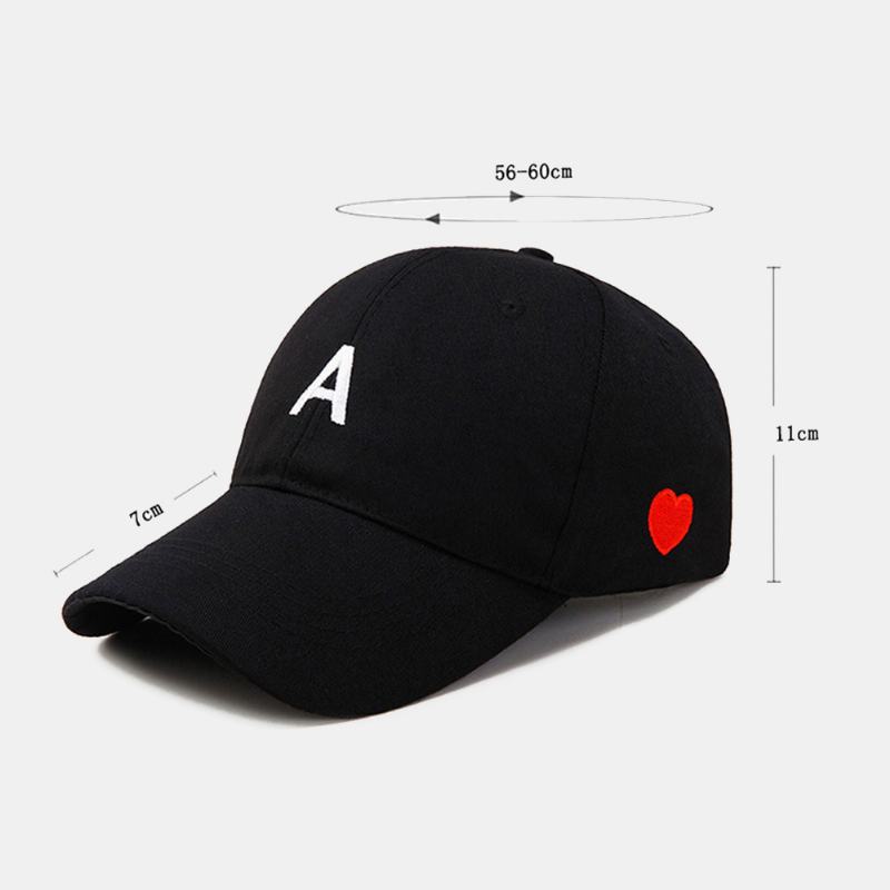 Unisex Letter A Love Heart Pattern Kapelusz Przeciwsłoneczny Outdoor Casual Sunshade Baseball Caps