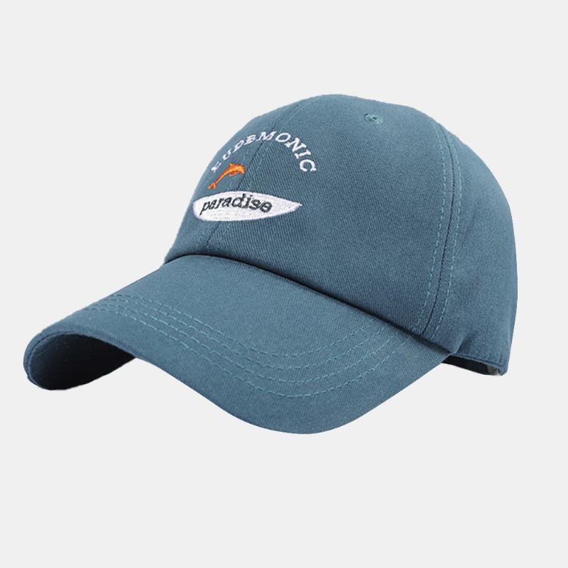 Unisex Litery Haftowane CZapki Z Daszkiem Bawełniane Małe Rybki Wzór Prosty Krem Przeciwsłoneczny Ivy Cap