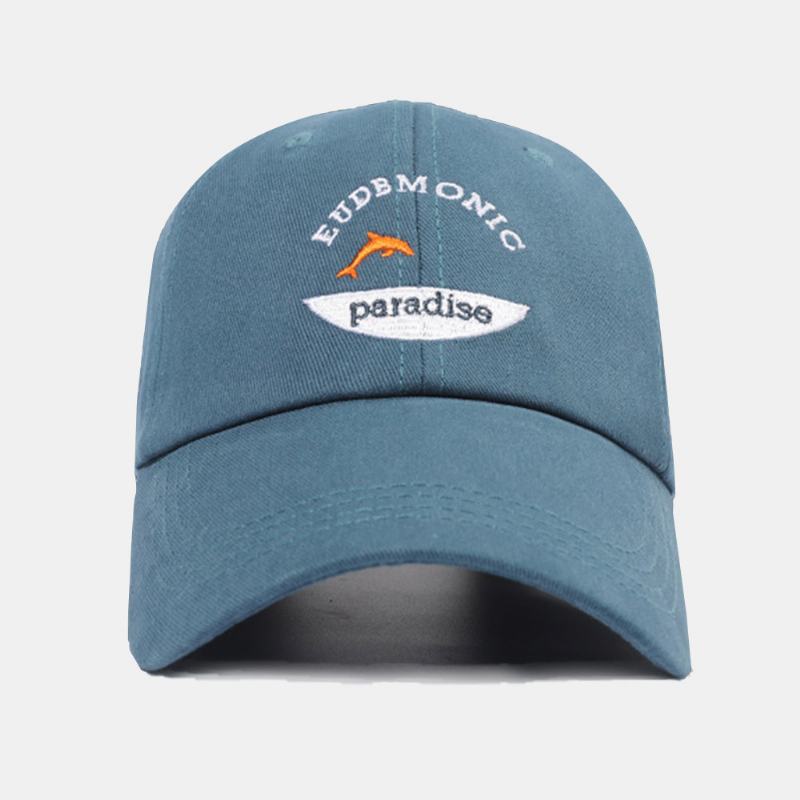 Unisex Litery Haftowane CZapki Z Daszkiem Bawełniane Małe Rybki Wzór Prosty Krem Przeciwsłoneczny Ivy Cap