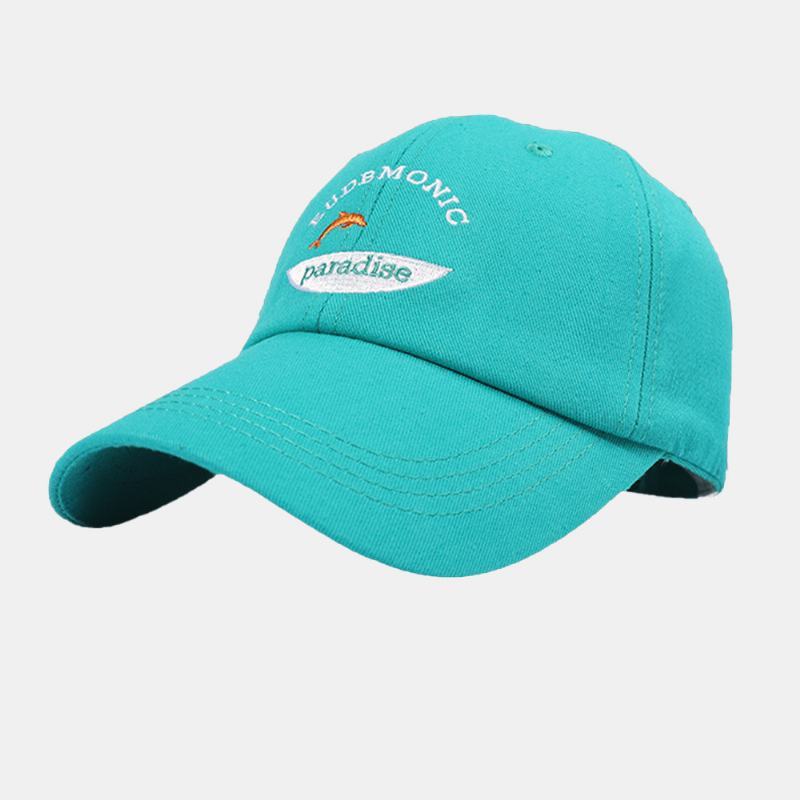 Unisex Litery Haftowane CZapki Z Daszkiem Bawełniane Małe Rybki Wzór Prosty Krem Przeciwsłoneczny Ivy Cap