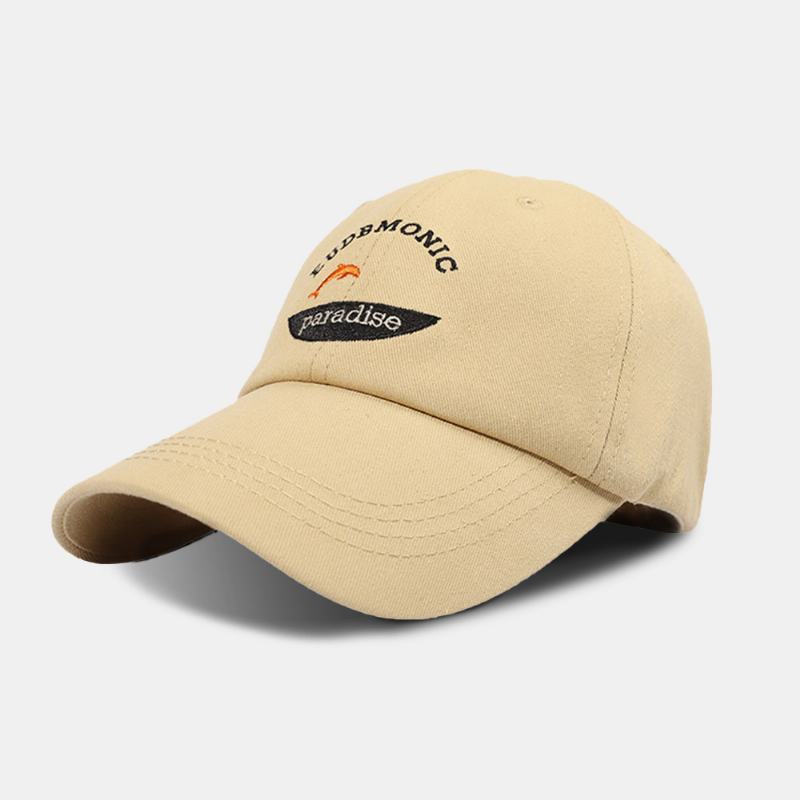 Unisex Litery Haftowane CZapki Z Daszkiem Bawełniane Małe Rybki Wzór Prosty Krem Przeciwsłoneczny Ivy Cap