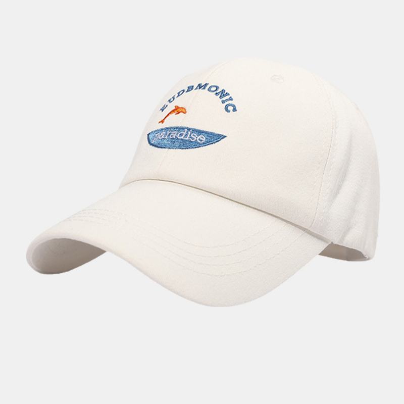 Unisex Litery Haftowane CZapki Z Daszkiem Bawełniane Małe Rybki Wzór Prosty Krem Przeciwsłoneczny Ivy Cap