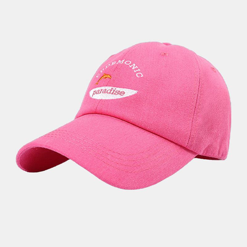 Unisex Litery Haftowane CZapki Z Daszkiem Bawełniane Małe Rybki Wzór Prosty Krem Przeciwsłoneczny Ivy Cap