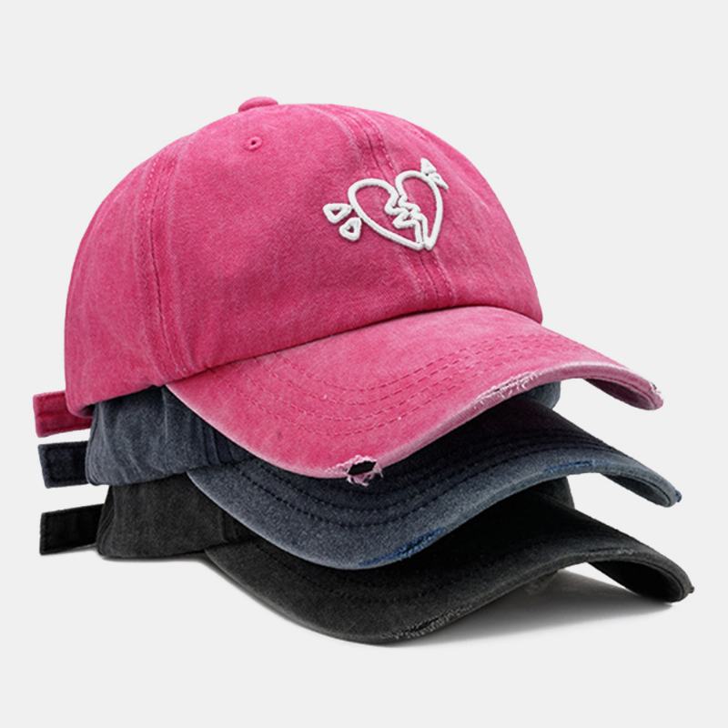 Unisex Love Haft Miękka Górna CZapka Z Daszkiem Outdoor Wild Curved Brim Regulowana Oddychająca CZapka Przeciwsłoneczna