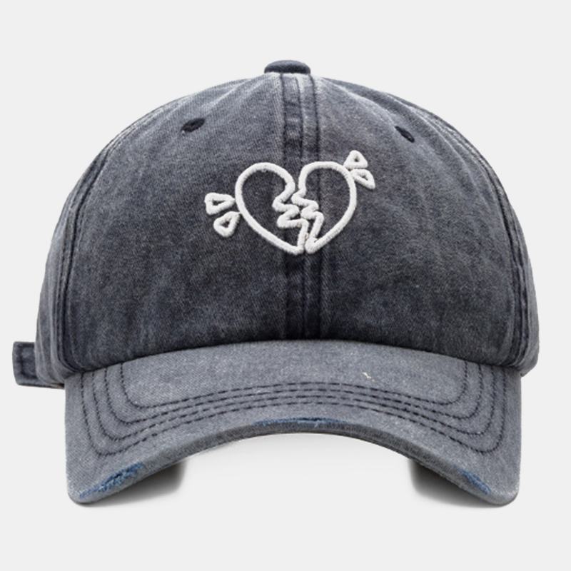 Unisex Love Haft Miękka Górna CZapka Z Daszkiem Outdoor Wild Curved Brim Regulowana Oddychająca CZapka Przeciwsłoneczna