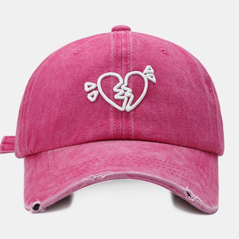 Unisex Love Haft Miękka Górna CZapka Z Daszkiem Outdoor Wild Curved Brim Regulowana Oddychająca CZapka Przeciwsłoneczna