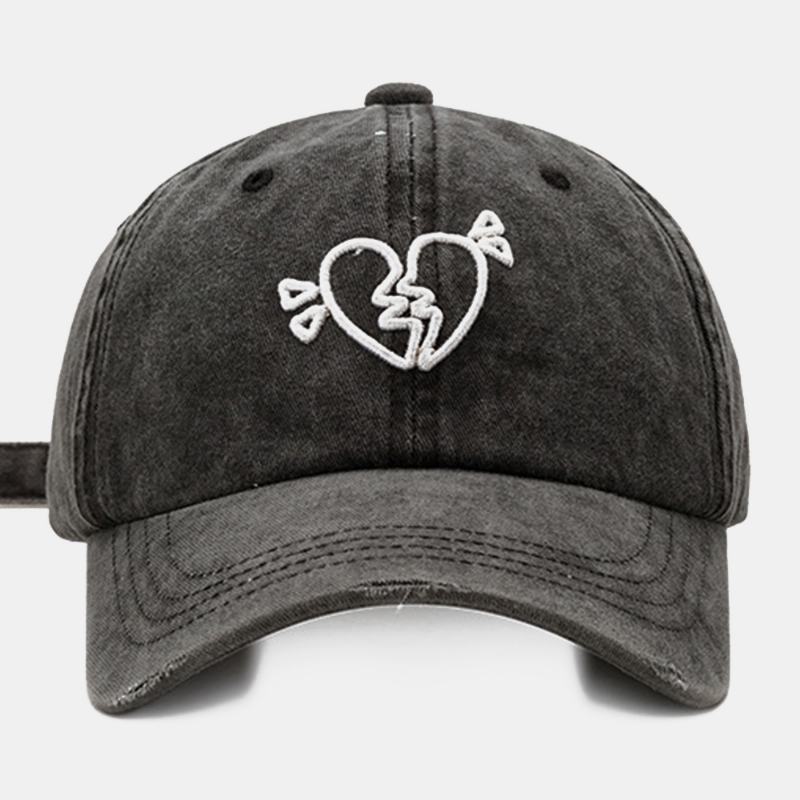 Unisex Love Haft Miękka Górna CZapka Z Daszkiem Outdoor Wild Curved Brim Regulowana Oddychająca CZapka Przeciwsłoneczna