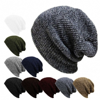 Unisex Mężczyźni Kobiety Stripe Dzianinowa CZapka Beanie Pure Color Elastyczna Zimowa Ciepła CZapka