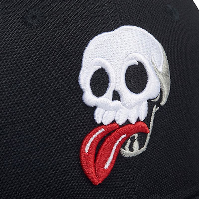 Unisex Mesh Patchwork Cartoon Skull Haft Big Flat Brim Oddychająca CZapka Z Daszkiem W Stylu Hip-hop