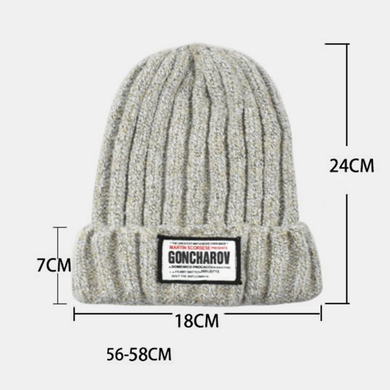 Unisex Mieszana Kolorowa Dzianinowa Żakardowa Naszywka Z Materiału Na Wszystkie Mecze Ciepła CZapka Beanie