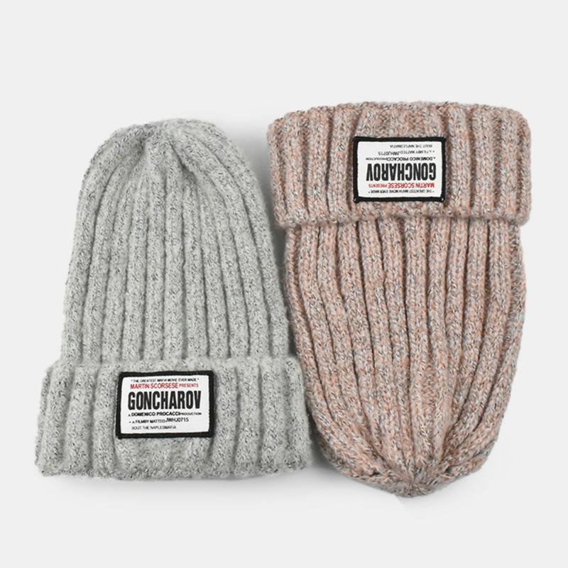 Unisex Mieszana Kolorowa Dzianinowa Żakardowa Naszywka Z Materiału Na Wszystkie Mecze Ciepła CZapka Beanie