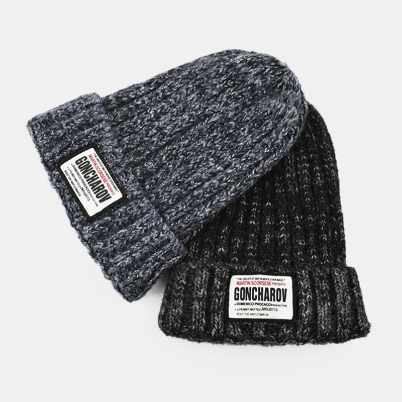 Unisex Mieszana Kolorowa Dzianinowa Żakardowa Naszywka Z Materiału Na Wszystkie Mecze Ciepła CZapka Beanie