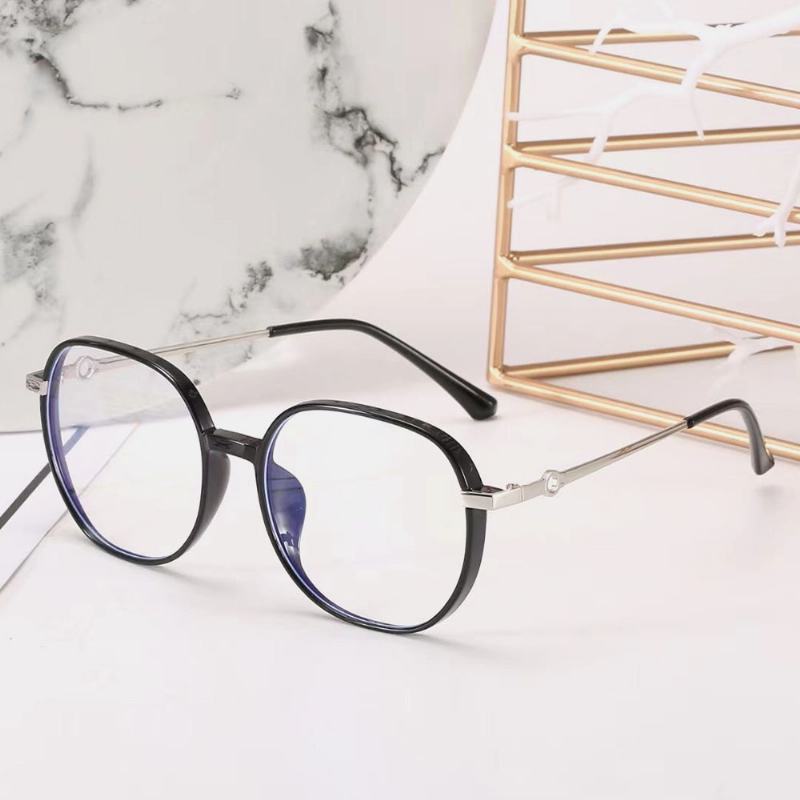Unisex Owalne Pełne Oprawki Płaskie Lekkie Modne Proste Okulary