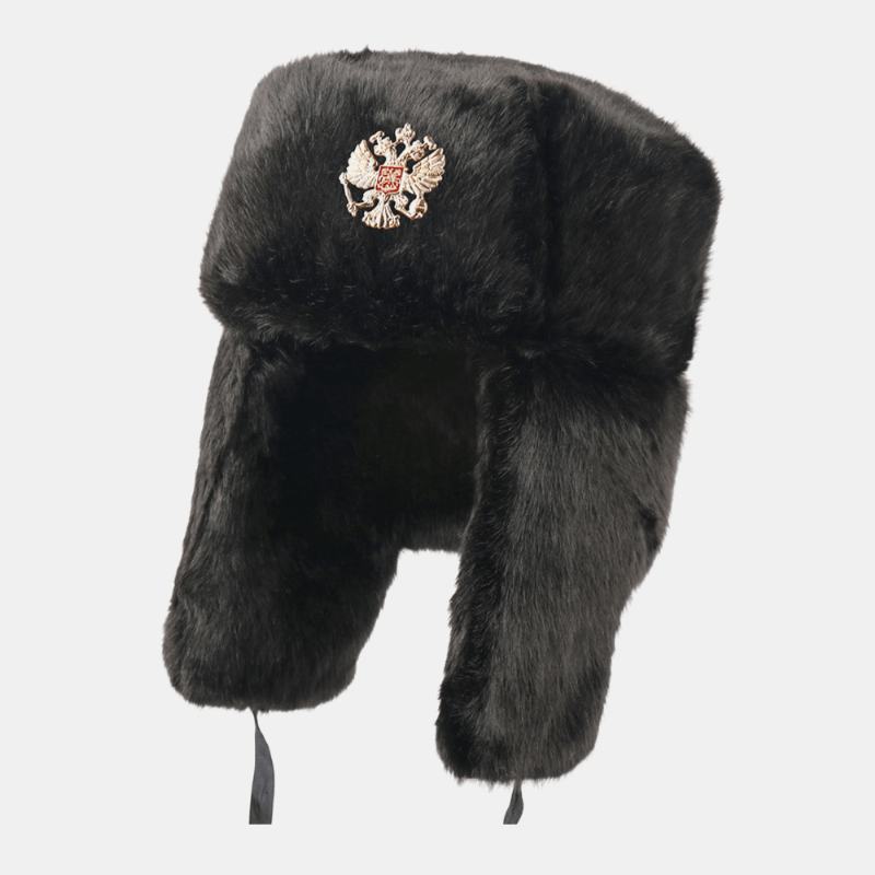 Unisex Plus Aksamitna Sowiecka Odznaka Ciepła Wiatroszczelna Ochrona Nauszników Outdoor Trapper Hat Ushanka Hat