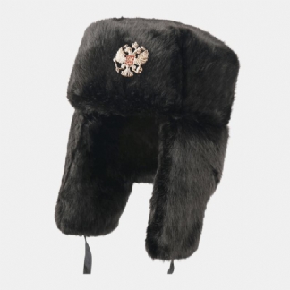 Unisex Plus Aksamitna Sowiecka Odznaka Ciepła Wiatroszczelna Ochrona Nauszników Outdoor Trapper Hat Ushanka Hat