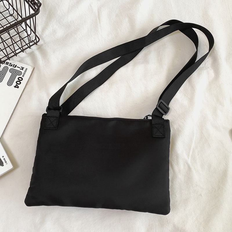 Unisex Podwójna Przednia Kieszeń Na Suwak Torby Crossbody Nylon Casual Prosta Odporna Na Zużycie Torba Na Ramię