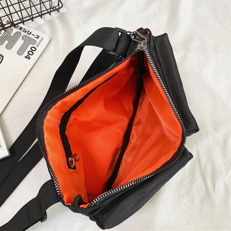 Unisex Podwójna Przednia Kieszeń Na Suwak Torby Crossbody Nylon Casual Prosta Odporna Na Zużycie Torba Na Ramię