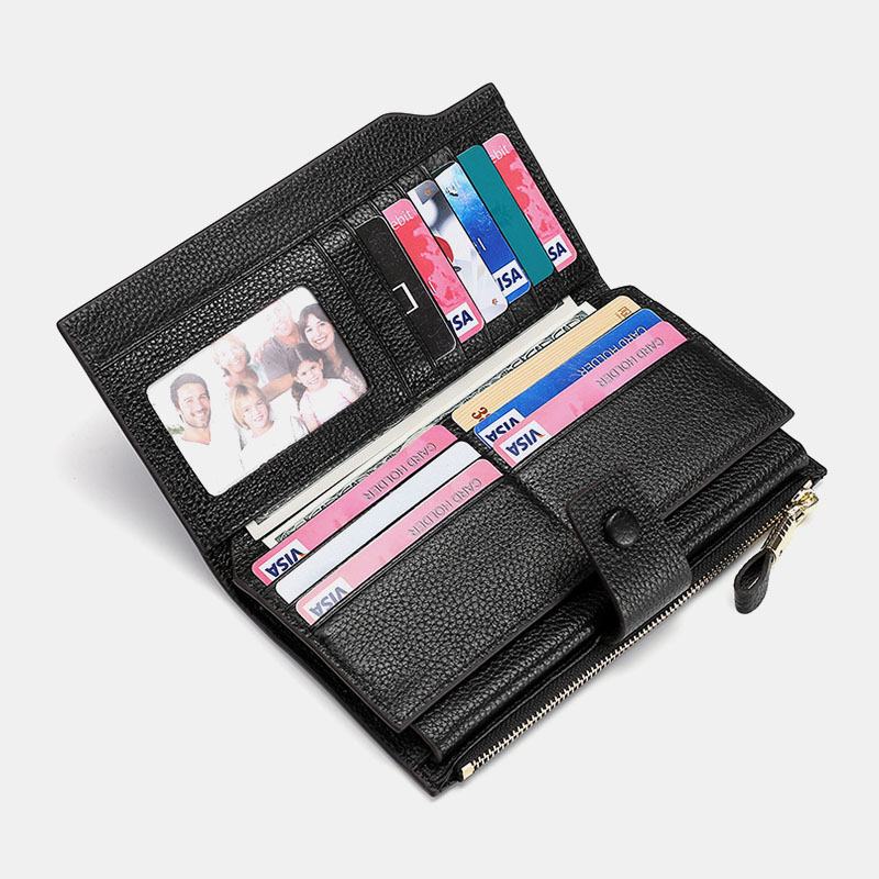 Unisex Prawdziwej Skóry Anti-theft Lychee Wzór 5.8 Cal Phone Bag Sprzęgła Portmonetka Multi-slot Posiadacz Karty Portfel