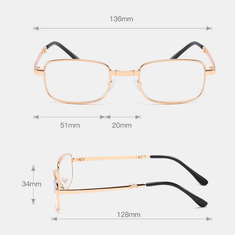 Unisex Przenośne Składane Anty-niebieskie Okulary Klasyczne Metalowe Pełnoklatkowe Okulary Do CZytania Anty-uv Okulary Prezbiopijne