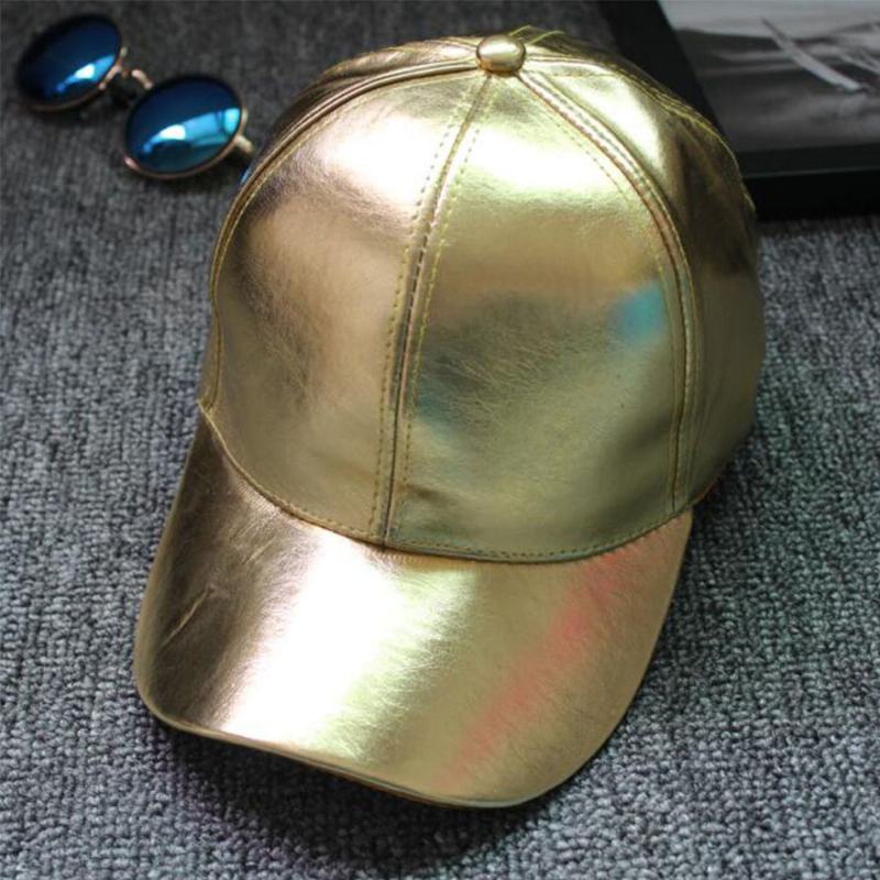 Unisex Pu Leather Solid Color Light Plate Hip-hop Style Curve Brim Visor Baseball Hat