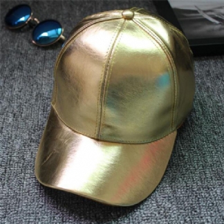 Unisex Pu Leather Solid Color Light Plate Hip-hop Style Curve Brim Visor Baseball Hat