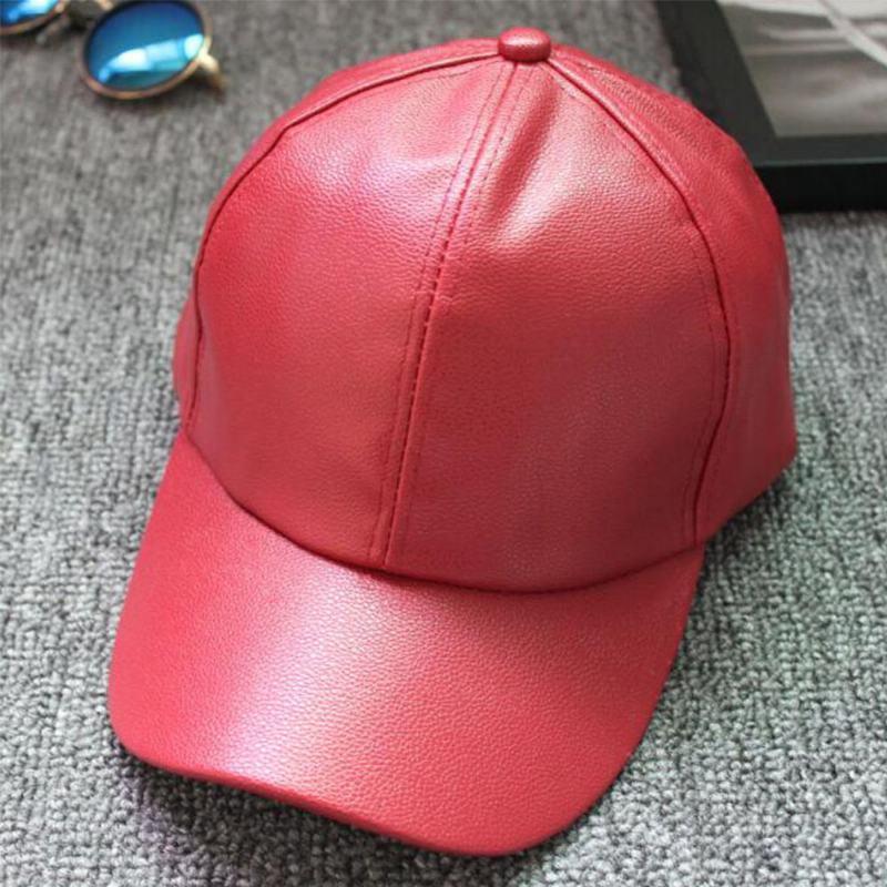 Unisex Pu Leather Solid Color Light Plate Hip-hop Style Curve Brim Visor Baseball Hat