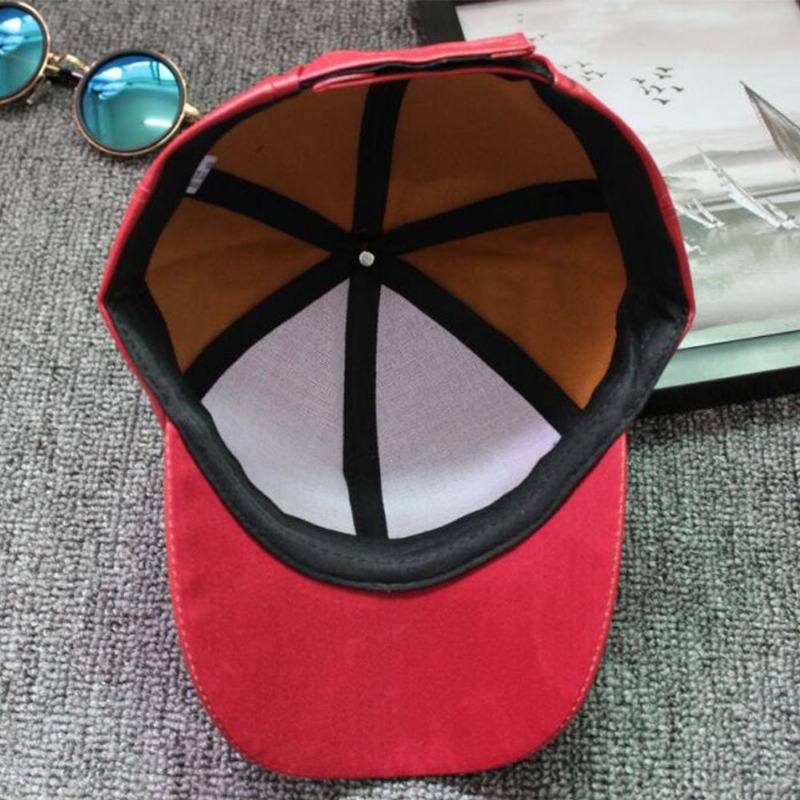 Unisex Pu Leather Solid Color Light Plate Hip-hop Style Curve Brim Visor Baseball Hat