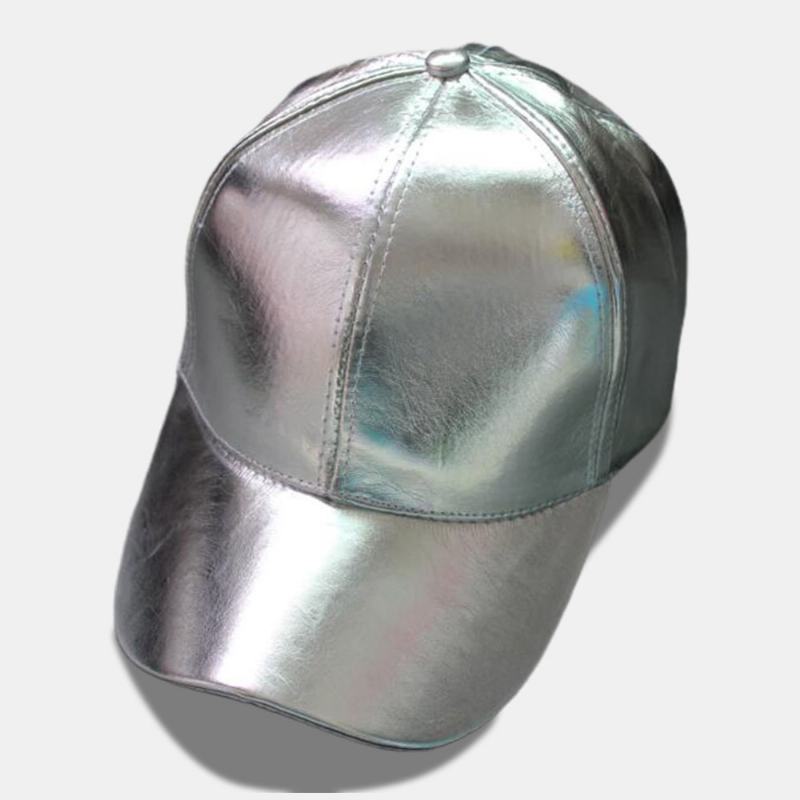 Unisex Pu Leather Solid Color Light Plate Hip-hop Style Curve Brim Visor Baseball Hat