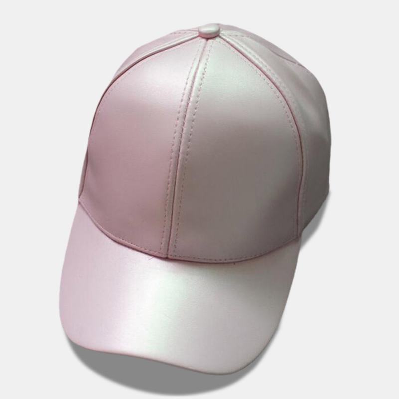 Unisex Pu Leather Solid Color Light Plate Hip-hop Style Curve Brim Visor Baseball Hat