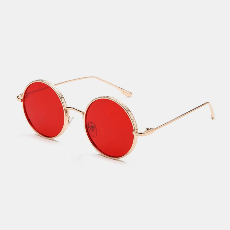 Unisex Retro Metalowy Okrągły Kształt Modne Okulary Przeciwsłoneczne Chroniące Przed Promieniowaniem Uv