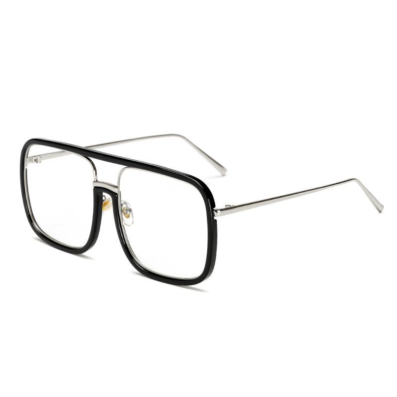 Unisex Retro Płaskie Lustro Kwadratowe Duże Ramki Przezroczyste Okulary Przeciwsłoneczne Anty-uv Dla Kobiet