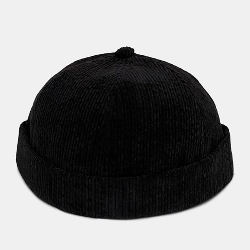 Unisex Solid Color Regulowana Sztruksowa CZapka Z CZaszką Casual Wild Sunshade Brimless Beanie CZapka Landlord