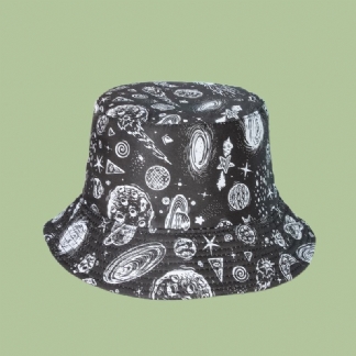 Unisex Starry Sky Bucket Hat Bawełniana Dwustronna CZapka Z Szerokim Rondem Wild Outdoor Sunshade Beach Hat
