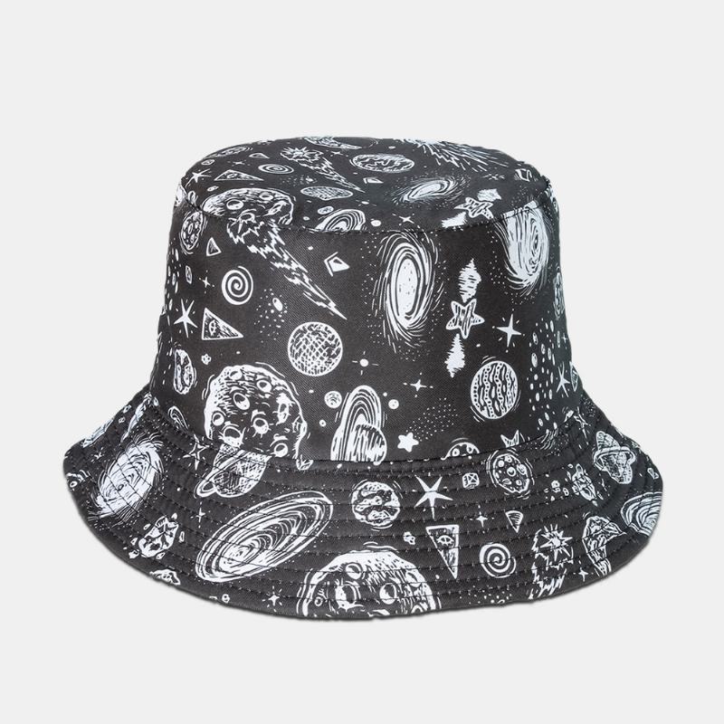 Unisex Starry Sky Bucket Hat Bawełniana Dwustronna CZapka Z Szerokim Rondem Wild Outdoor Sunshade Beach Hat