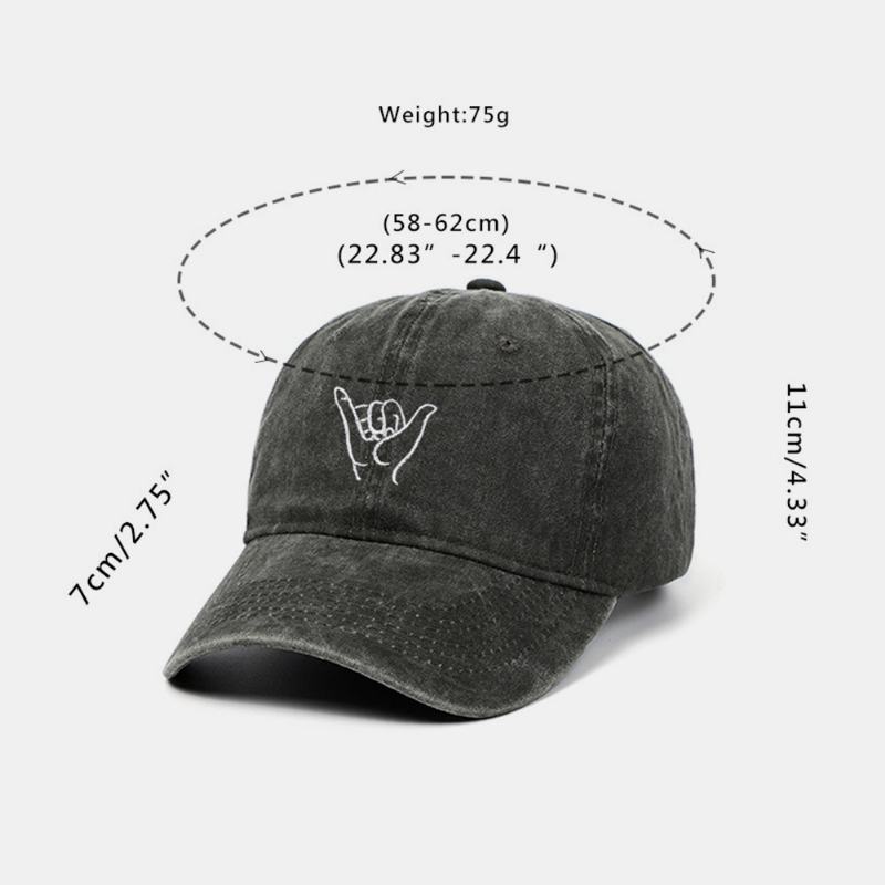 Unisex Washed Cotton Solid Color Gest Haft Wzór Outdoor Sunshade Baseball Cap