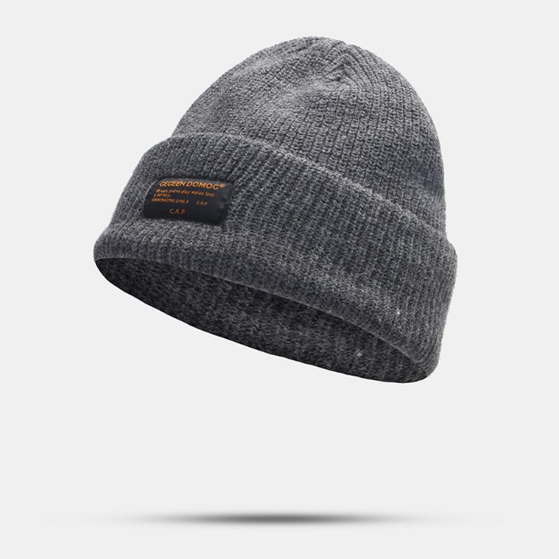 Unisex Wełniana Naszywka Z Napisem CZapka Z Dzianiny Retro Casual Winter Warm Regulowana CZapka Beanie Bez Ronda