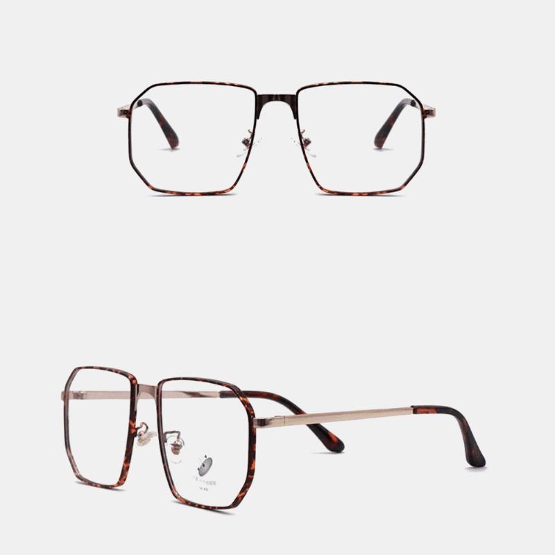 Unisex Wielokątne Metalowe Okulary Z Pełną Ramką Dla Krótkowzroczności Rama Anty-niebieskie Światło Modne Płaskie Okulary