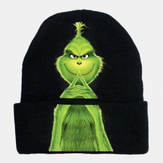 Unisex Wool Warm Windproof Sunvisor Christmas Green Hair Monster Nadruk CZapka Z Dzianiny